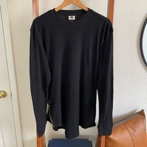 Zipper side, long fit long sleeve shirt